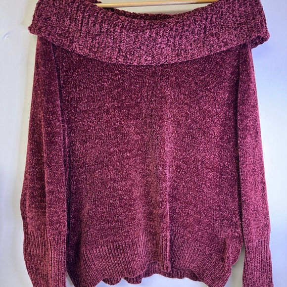 White House Black Market Burgundy Cowl Neck Sweater - Picture 1 of 8